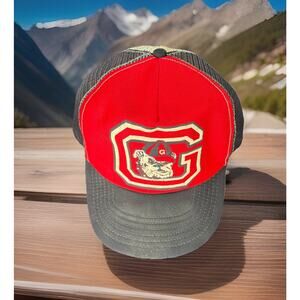 Vintage 80s Georgia Bulldogs Mesh Trucker Puff Print Hat SnapBack Football USA